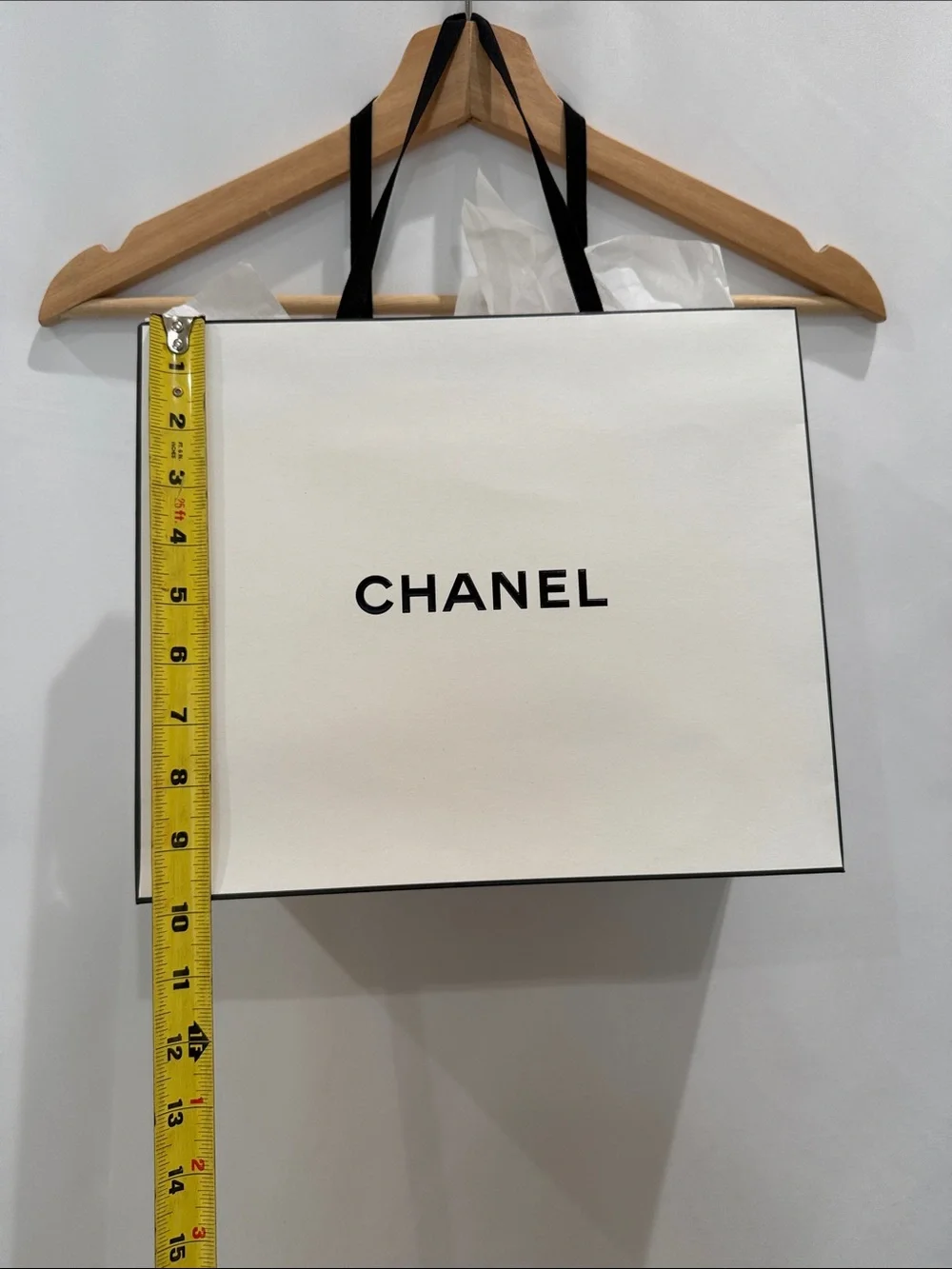 CHANEL White and Black Logo Gift Bag